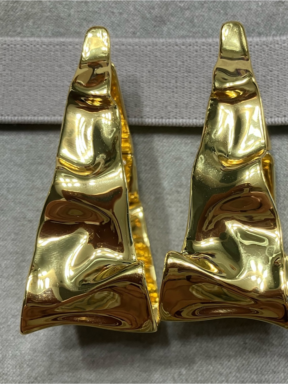 ALEXIS BITTAR Gold Crumpled Metal Triangle Hinged Earrings